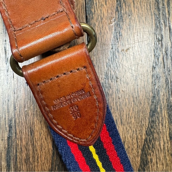 Vintage Polo Ralph Lauren striped leather and canvas belt size 36 - Picture 3 of 4